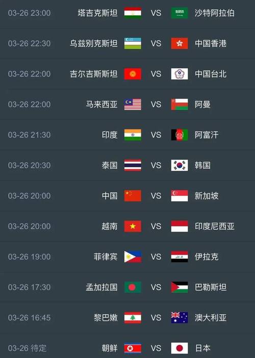 世预赛中国队赛程最新赛程