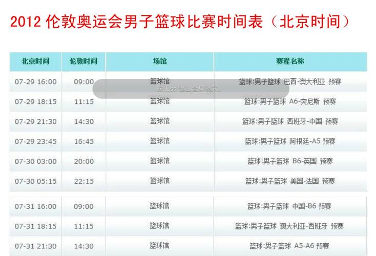 中国男篮比赛时间表